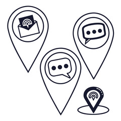 Location pin graphic design building