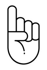 Hand outline with index finger pointing up.
Upward-pointing hand gesture, linear design
 Simple black-and-white raised index finger symbol
