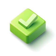 Clay-styled green checkmark icon with rounded square shape, shown isometrically on a white background for a friendly and polished appearance.

