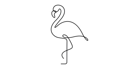 Flamingo vector illustration of continuous one line drawing. Minimalist line art design flamingo bird. Graphic illustration © aminul788