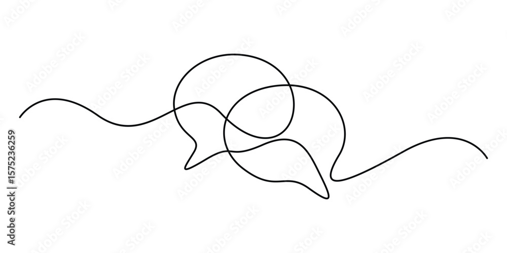 Aufkleber continuous one line drawing of speech bubbles. single line art style speech bubbles vector illustrat