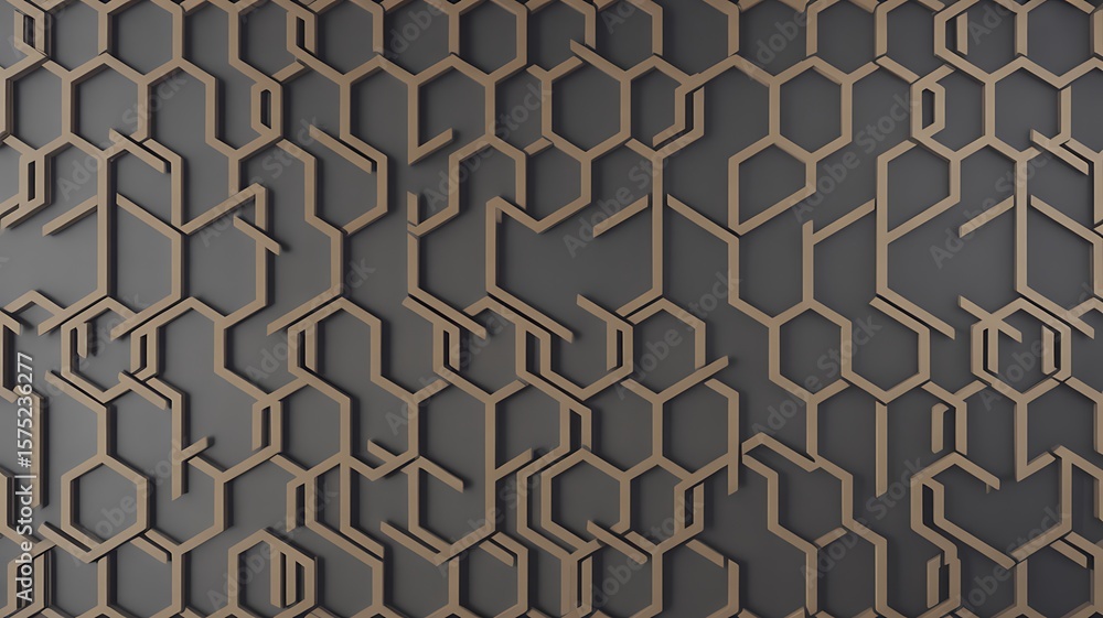 Canvas Prints geometric honeycomb pattern in bronze and grey image