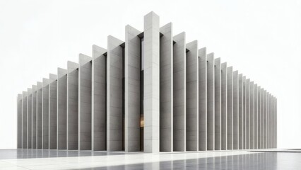 Fototapeta premium Minimalist Concrete Architectural Exterior with Repeating Fins and Geometric Form