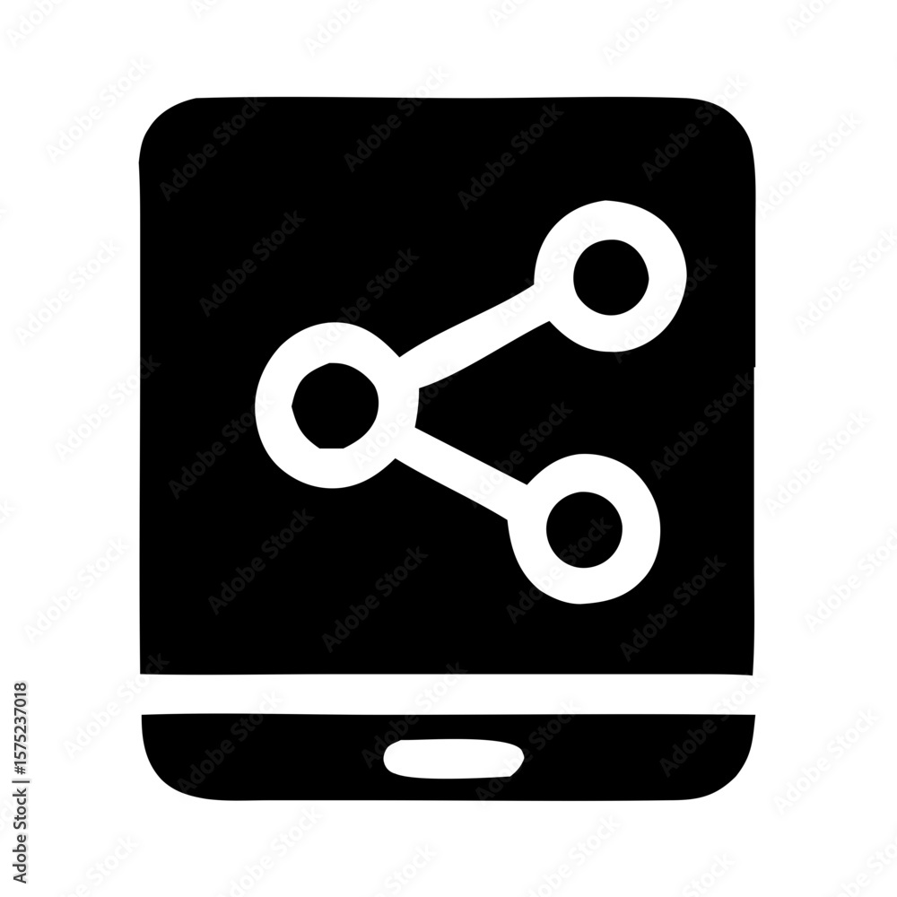 Poster simple outline tablet share connection icon for social media networking application