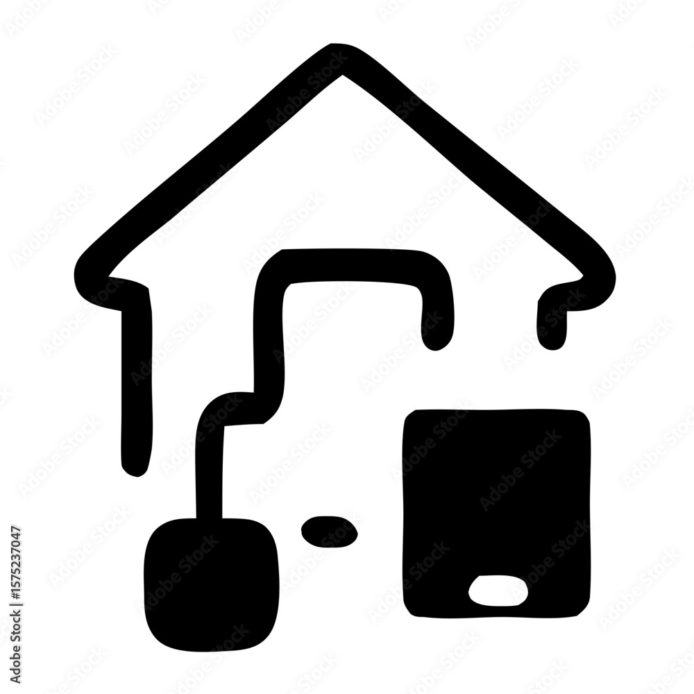 Aufkleber handdrawn simple smart home automation system control technology icon