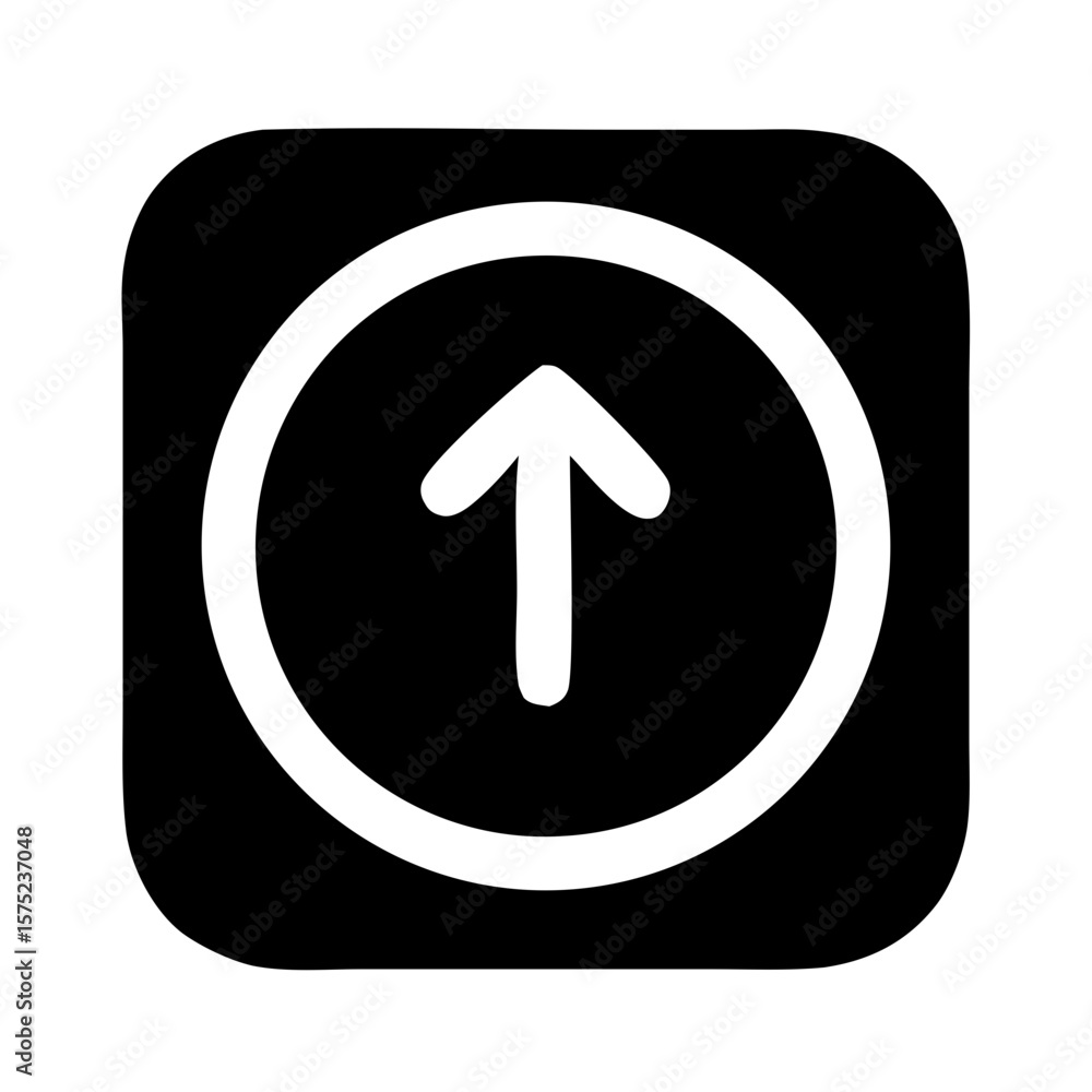Poster simple outline upward arrow rounded square ui ux icon symbol