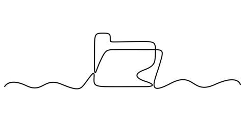 Obraz premium Single line vector drawing of a folder. Outline documents background icon, One line drawing illustration of document. Paperwork, Business concept line art. Doodle vector illustration