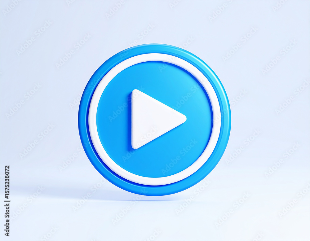 Fototapete A vibrant 3d rendered play button icon showcasing media control interface concepts and engaging visual elements.