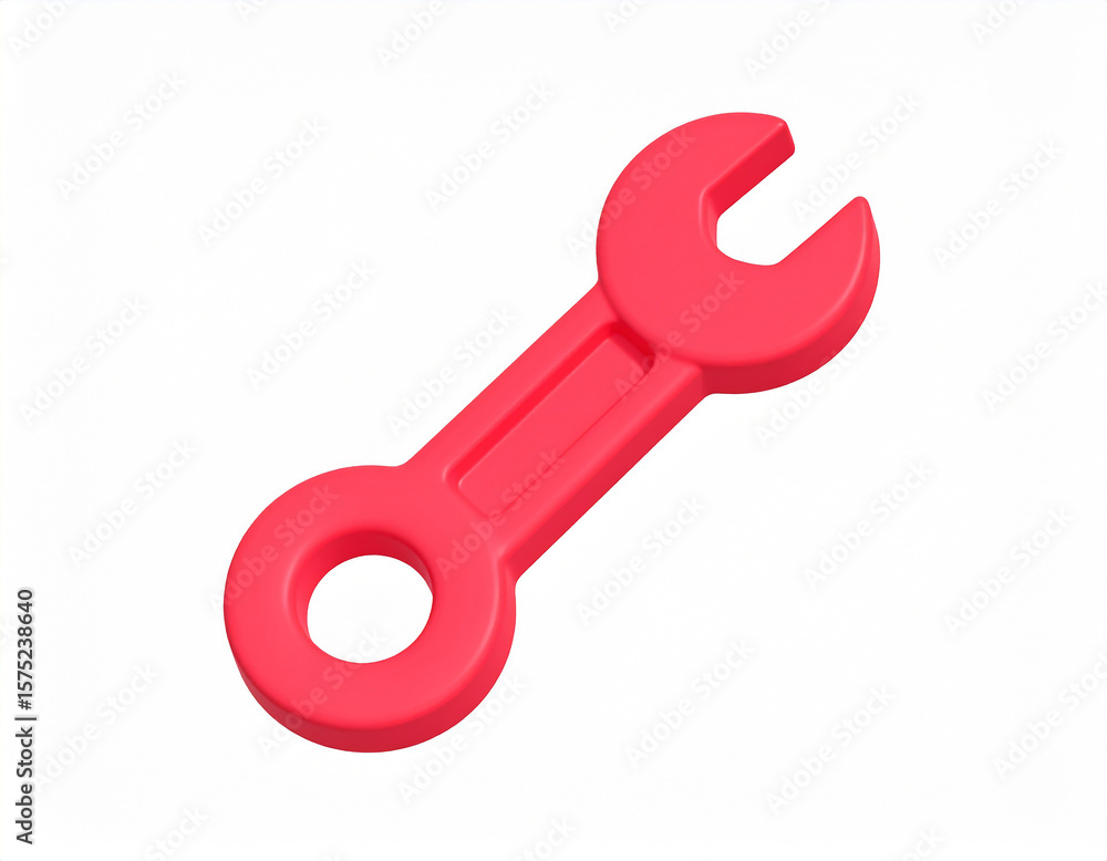 Fototapete red 3d rendered wrench tool isolated against a clean white background suitable for industrial design