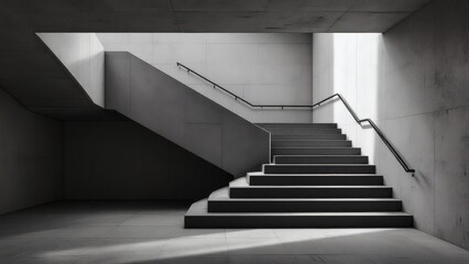 Fototapeta premium Minimalist Concrete Staircase in Building with Natural Light Interior