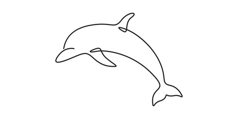 Continuous one line drawing of dolphin minimal outline vector illustration 