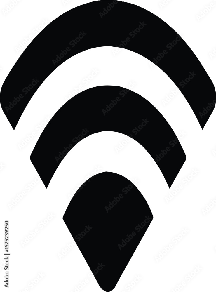 Poster a simple black and white graphic of a wifi signal icon on a plain white background isolated centered