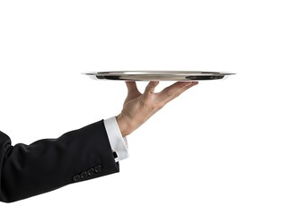 Waiter Holding an Empty Tray for Service or Catering Concept