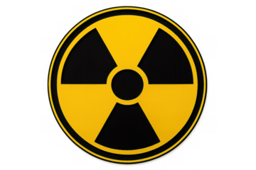 Radioactive warning symbol signaling nuclear hazard, glowing with ominous caution against transparent backdrop