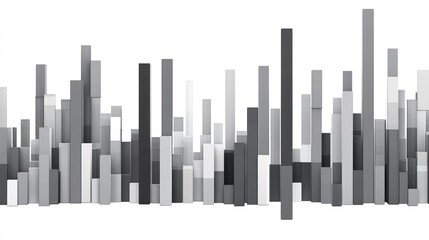 Abstract gray blocks in varying heights against a white background