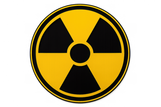 Radioactive warning symbol signaling nuclear hazard, glowing with ominous caution against transparent backdrop - Powered by Adobe