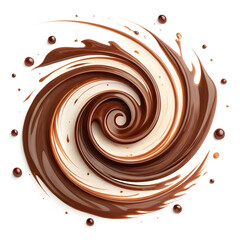 Watercolor chocolate swirl splash, soft and fluid brushstrokes