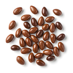 Watercolor chocolate-covered almonds scattered composition
