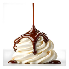 Watercolor drizzle of chocolate sauce over whipped cream