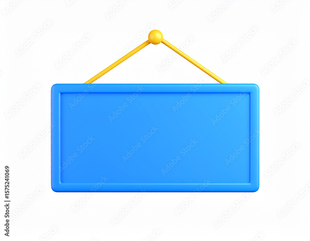 Fototapete a clean and simple 3d rendered blue hanging sign with golden support ideal for advertising and mocku