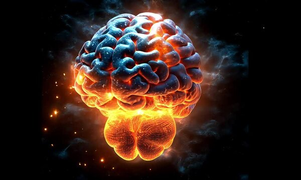 Exploding brain of fire and energy