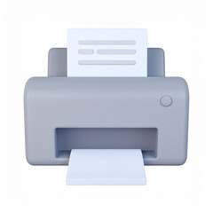 3d render of a modern office printer displaying printed document on a clean white background for business communication
