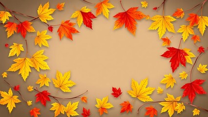 Autumn Maple Leaves Frame with Space for Text