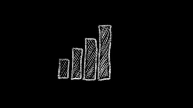 Hand drawn growth graph on black background