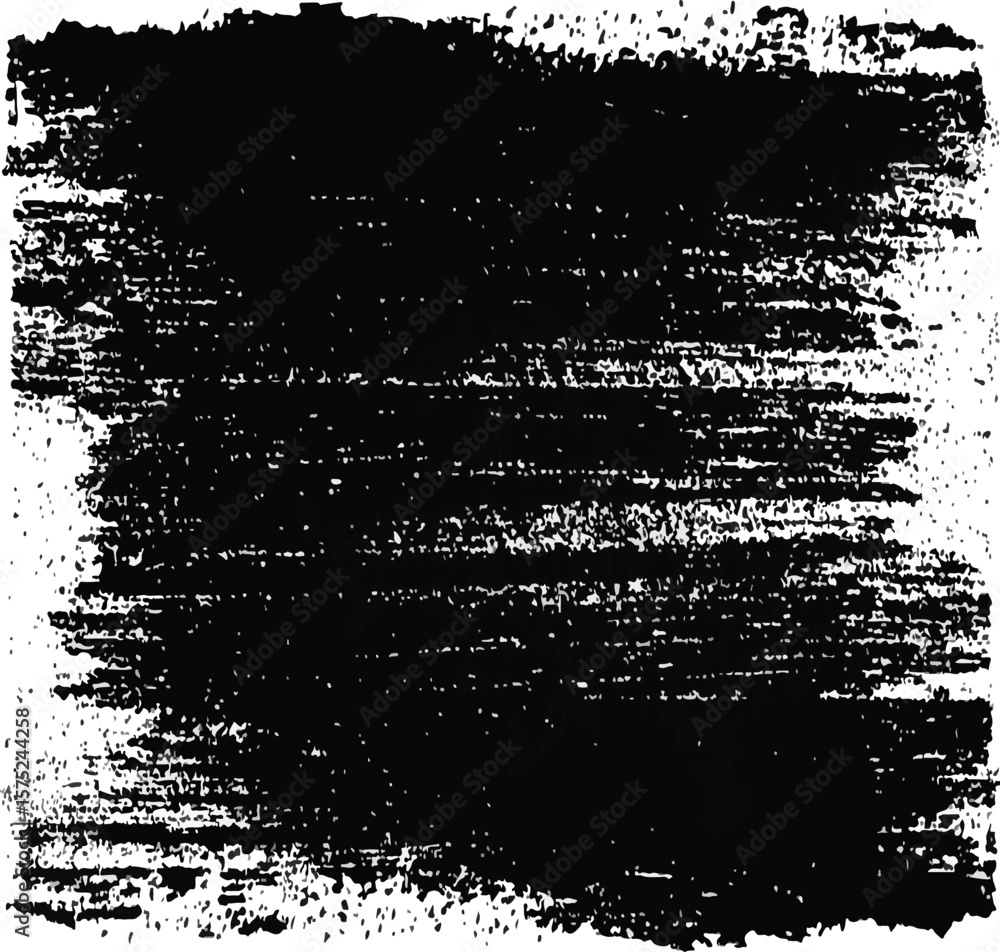 Poster a black rectangular brush stroke texture with horizontal lines on a white isolated background