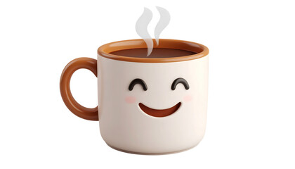 Obraz premium A cheerful mug with a smiling face emits steam, filled with a dark beverage.