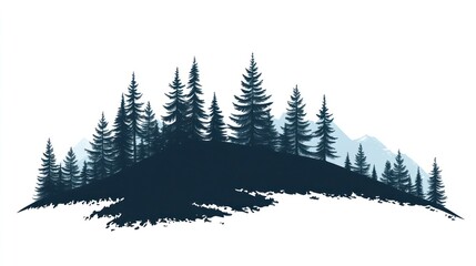 Silhouette of a mountainside forest
