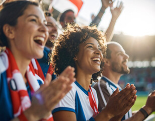 Diverse Fans Cheering for Soccer Team – Inclusive Stadium Crowd Scene