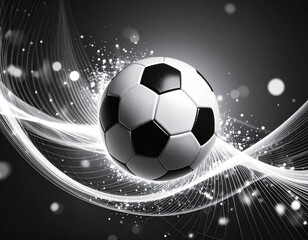 Soccer Ball with Line Waves – Minimalist Geometric Monochrome Background