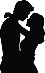 Black Silhouette Romantic Couple Embracing Passionate Love Close Up romance embrace