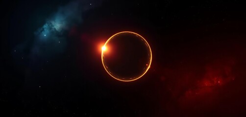 A vibrant sphere of rainbow light against the inky blackness of space,  night sky,  background