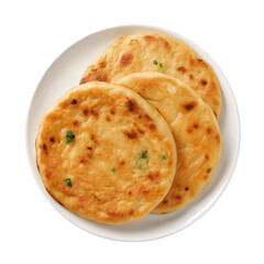 Fototapeta premium Traditional Indian Aloo Paratha isolated on transparent background Remove png, Clipping Path, pen tool