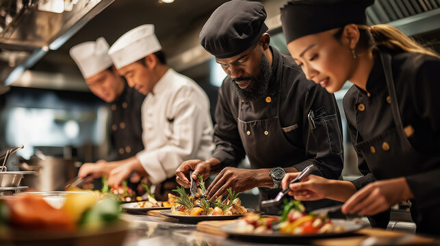 Multicultural Chefs in Collaborative Kitchen
