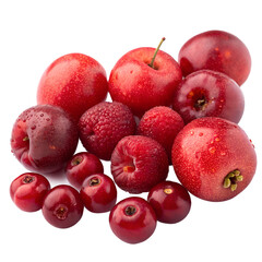 ailable
Bunch of red fruits with a white background
