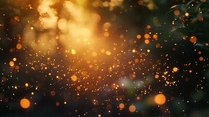 Obraz premium Sparkling Golden Light: Witness a mesmerizing dance of golden particles shimmering in a captivating display of natural light. An abstract capture of a moment of ethereal beauty.