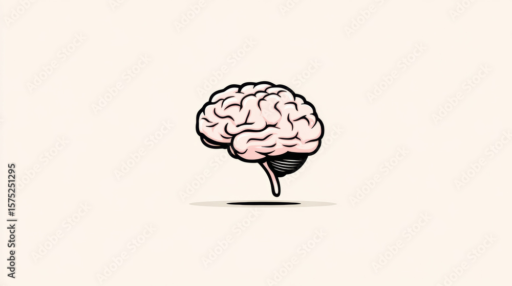 Poster minimalist brain outline in a simple, clean design suitable for various uses.