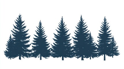 Obraz premium Silhouettes of five evergreen trees (1)