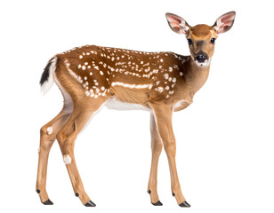 Fototapeta premium Firefly_High-resolution photo of a baby deer with white spots on its back, isolated on transp