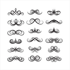 Collection of elegant swirling decorative flourishes and ornate flourishes for design