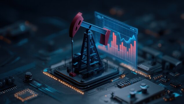Oil rig on circuit board