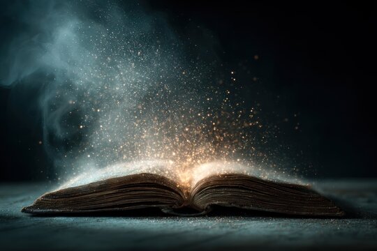 Open book with magic