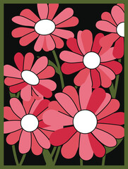 1990s retro style trendy botanical wall art