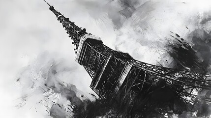 Abstract depiction of a tall tower structure.