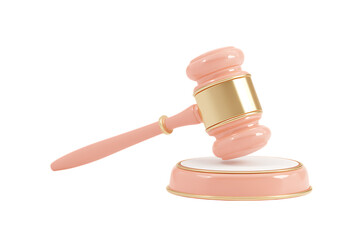 Pink gavel on sound block.  Justice, law, auction concept.