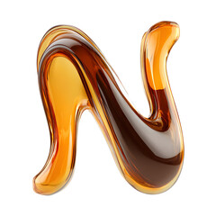 Obraz premium Glossy Letter N with Honey Oil Texture and Fluid Style