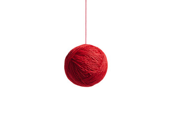 Red sphere hanging on a black background